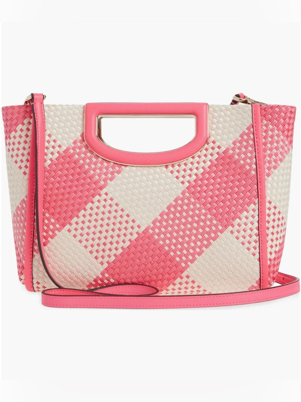Kate Spade New York Alexia Gingham Crossbody Clutch Bag Wild Rose Pink